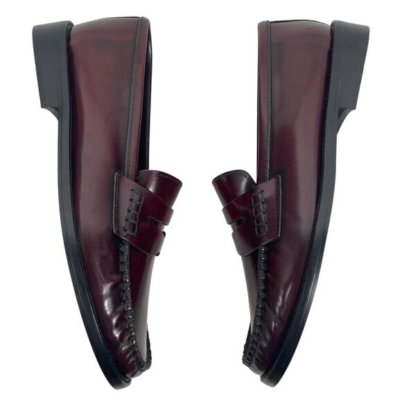Mango MNG Round Toe Leather Penny Loafer Burgundy Red Size 38/ US 7.5 - Picture 8 of 13